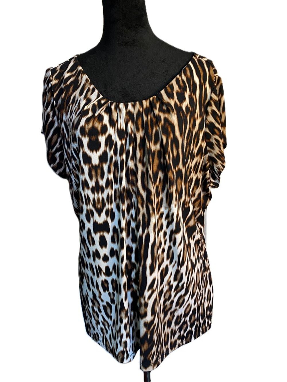 Worthington SZ 2X Brown Leopard Print Top